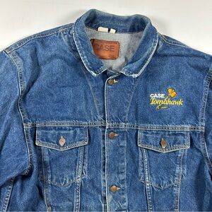Case Knives Tomahawk Denim Jacket Men’s XL Embroidery VERY RARE Vintage Made USA